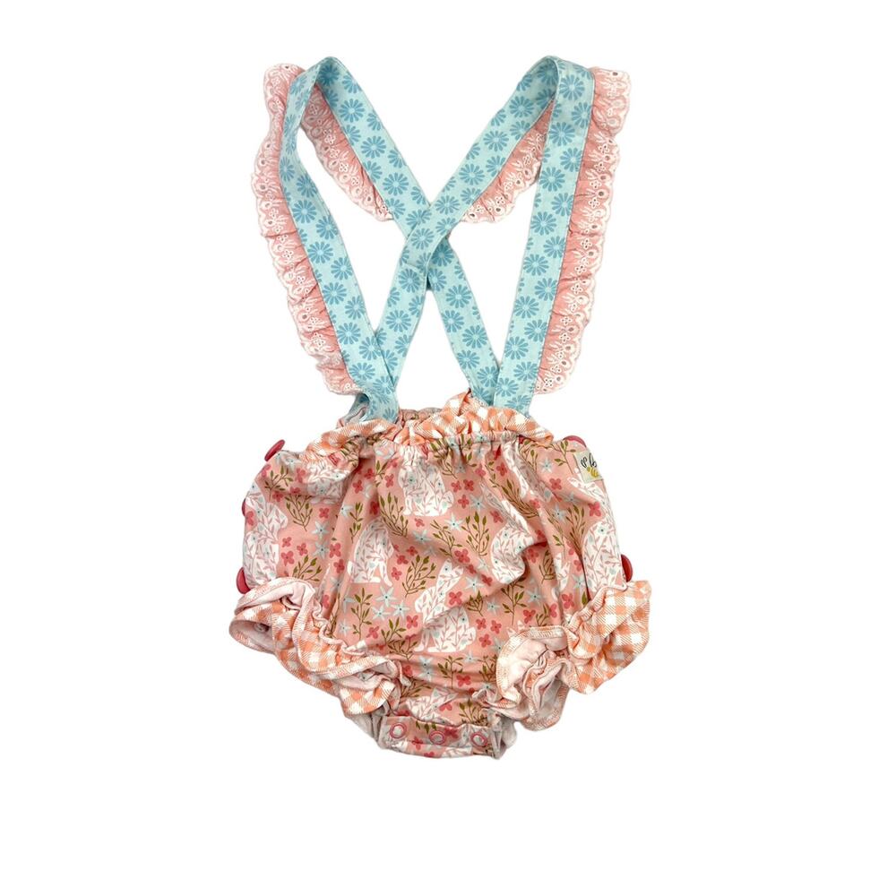 Wildflowers Bunny Floral Suspender Shorts Set
